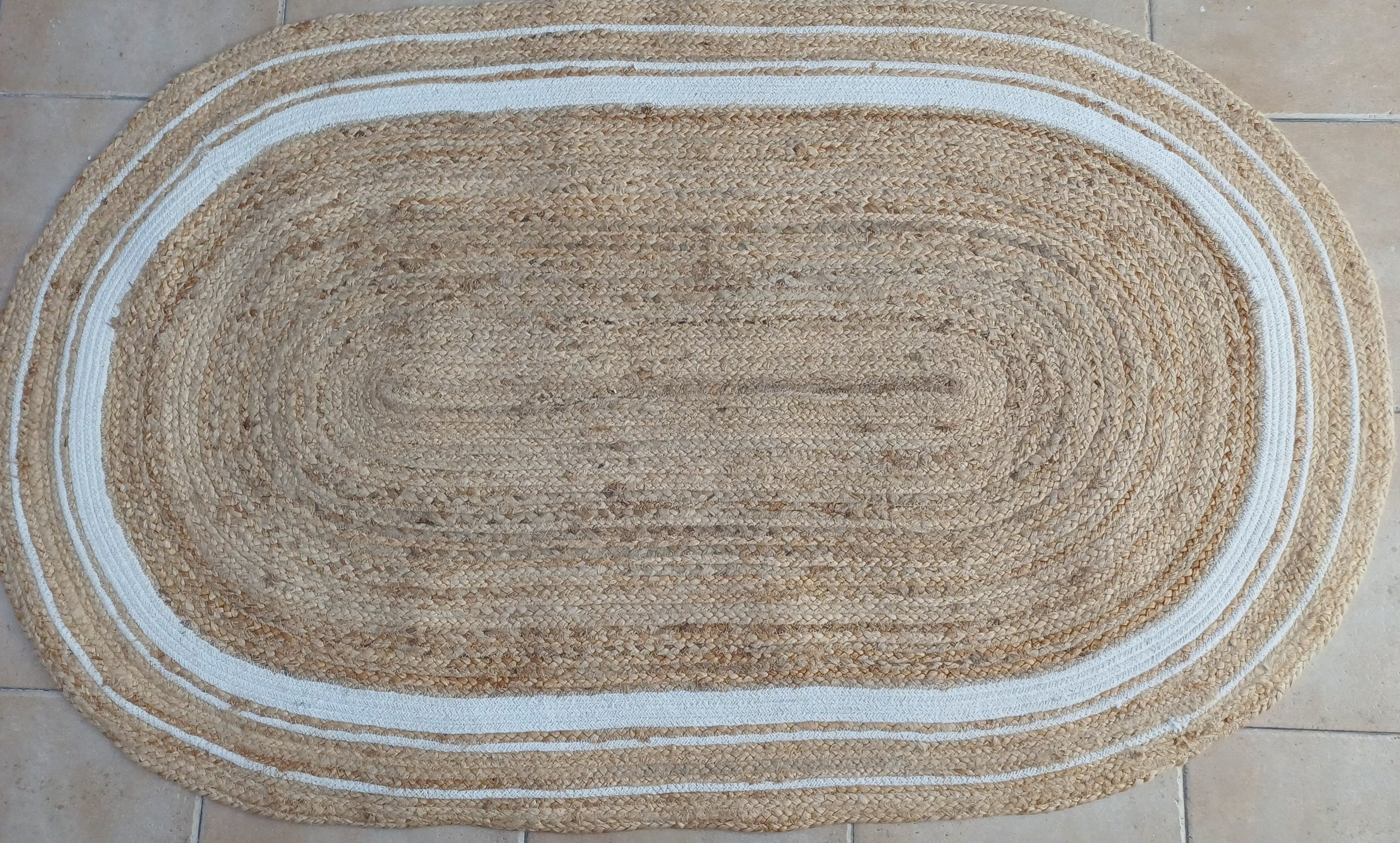 Alfombra Ovalada de Yute y Algodón